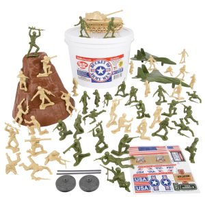 Tim Mee Bucket of Soldiers 54pc Tan/OD/Brown